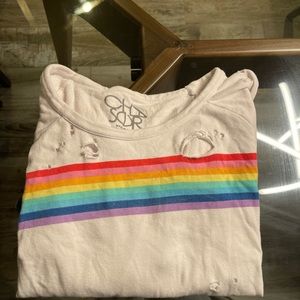 Chaser, large sweatshirt, white with rainbow